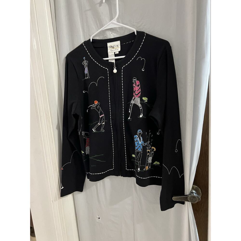 MCX signature Black Full Zip Embroidered Lightweight Cotton Sz M